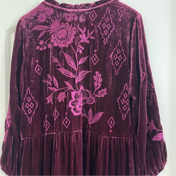 Johnny Was Ivey Velvet Field Tiered Dress Embroidery Dress Size M - Picture 10 of 16